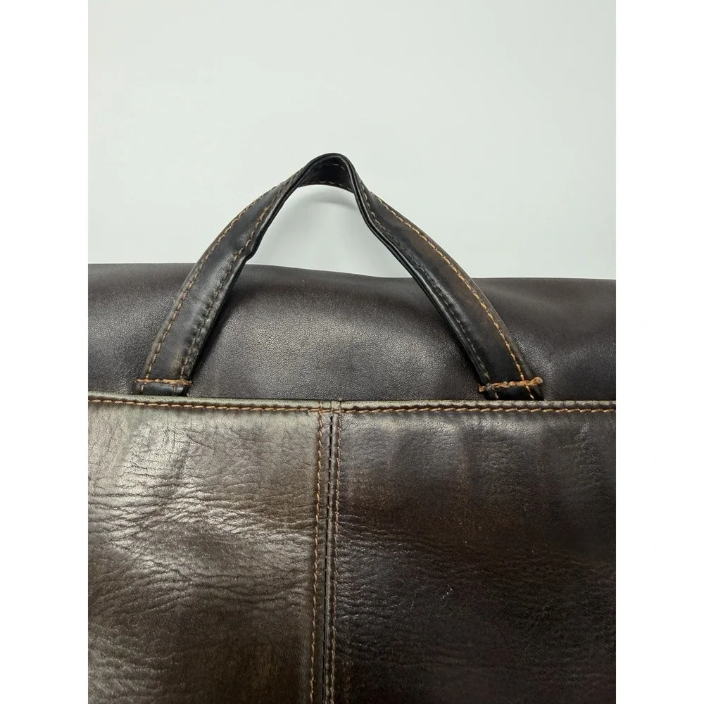 Vintage G.H. Bass Leather Messenger Bag Briefcase Laptop Satchel Brown